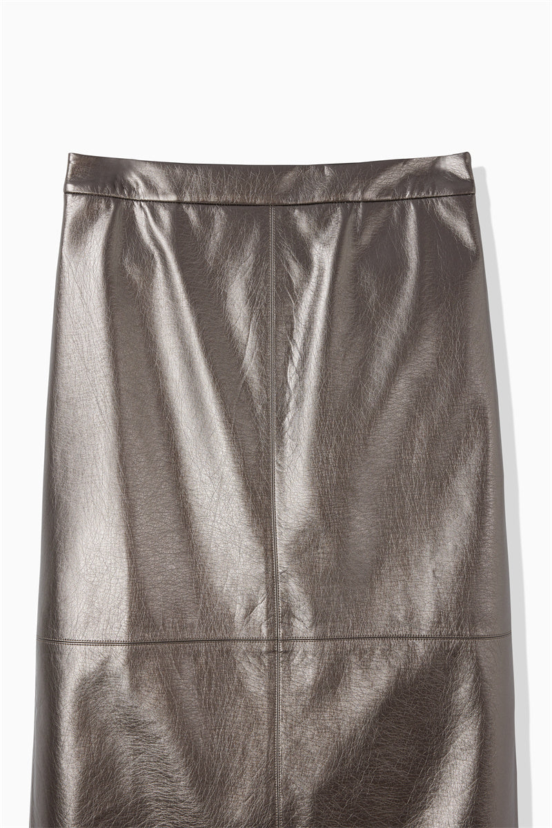 METALLIC ECO LEATHER SKIRT