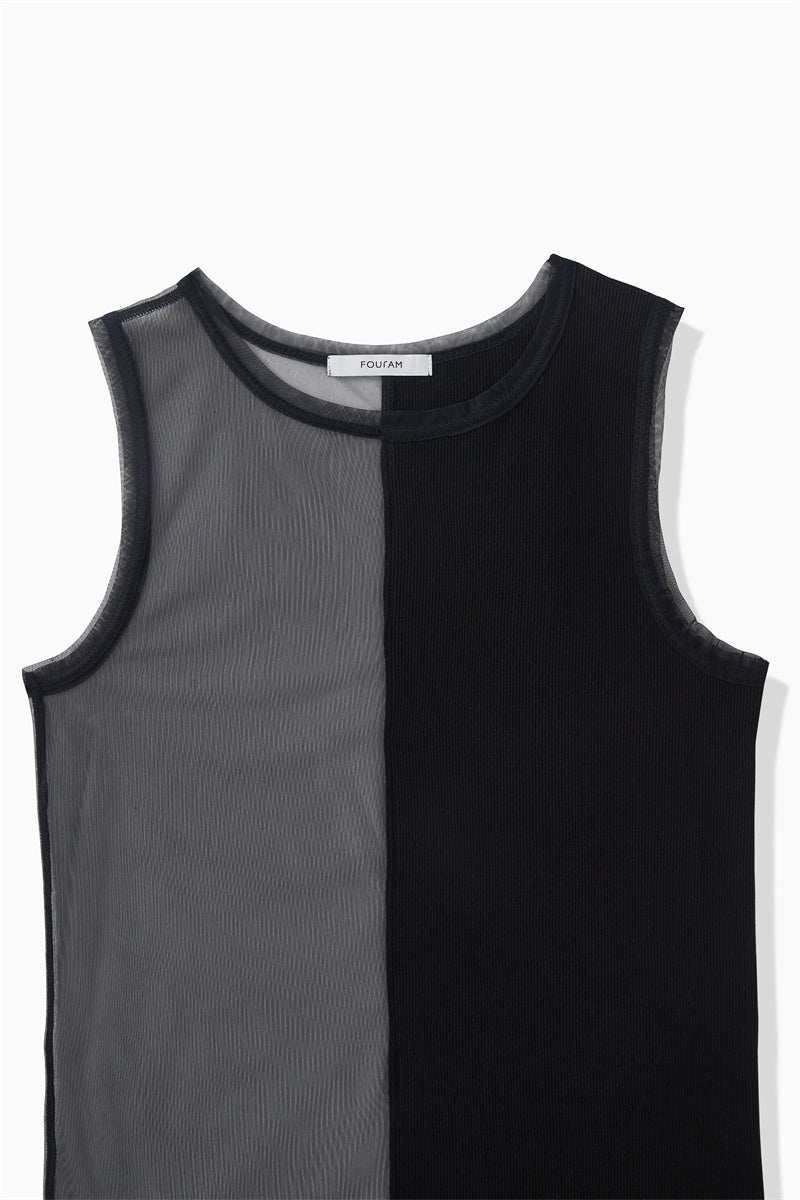 HALF SHEER TANK TOP