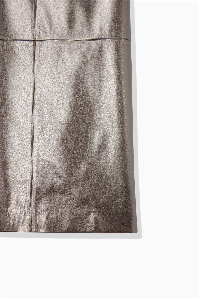 METALLIC ECO LEATHER SKIRT