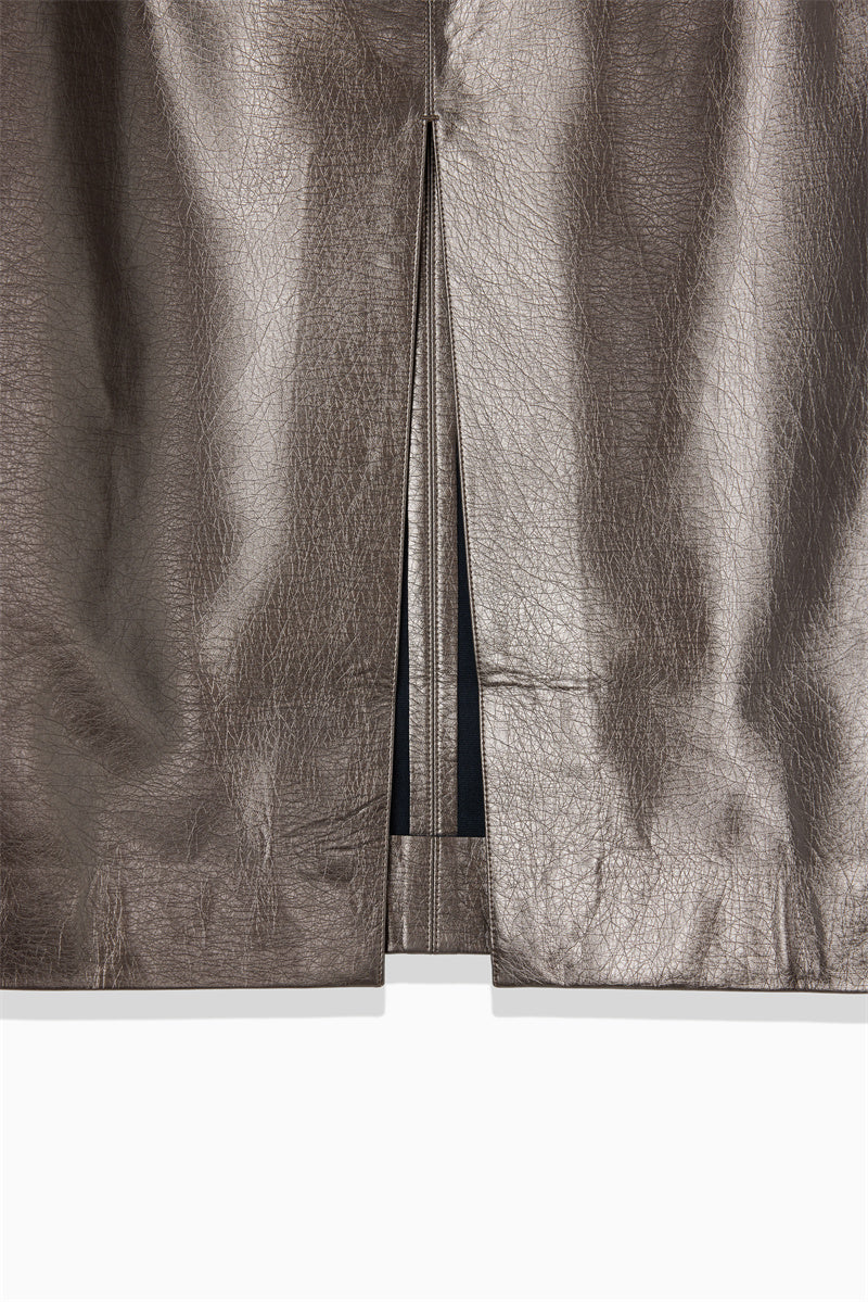 METALLIC ECO LEATHER SKIRT