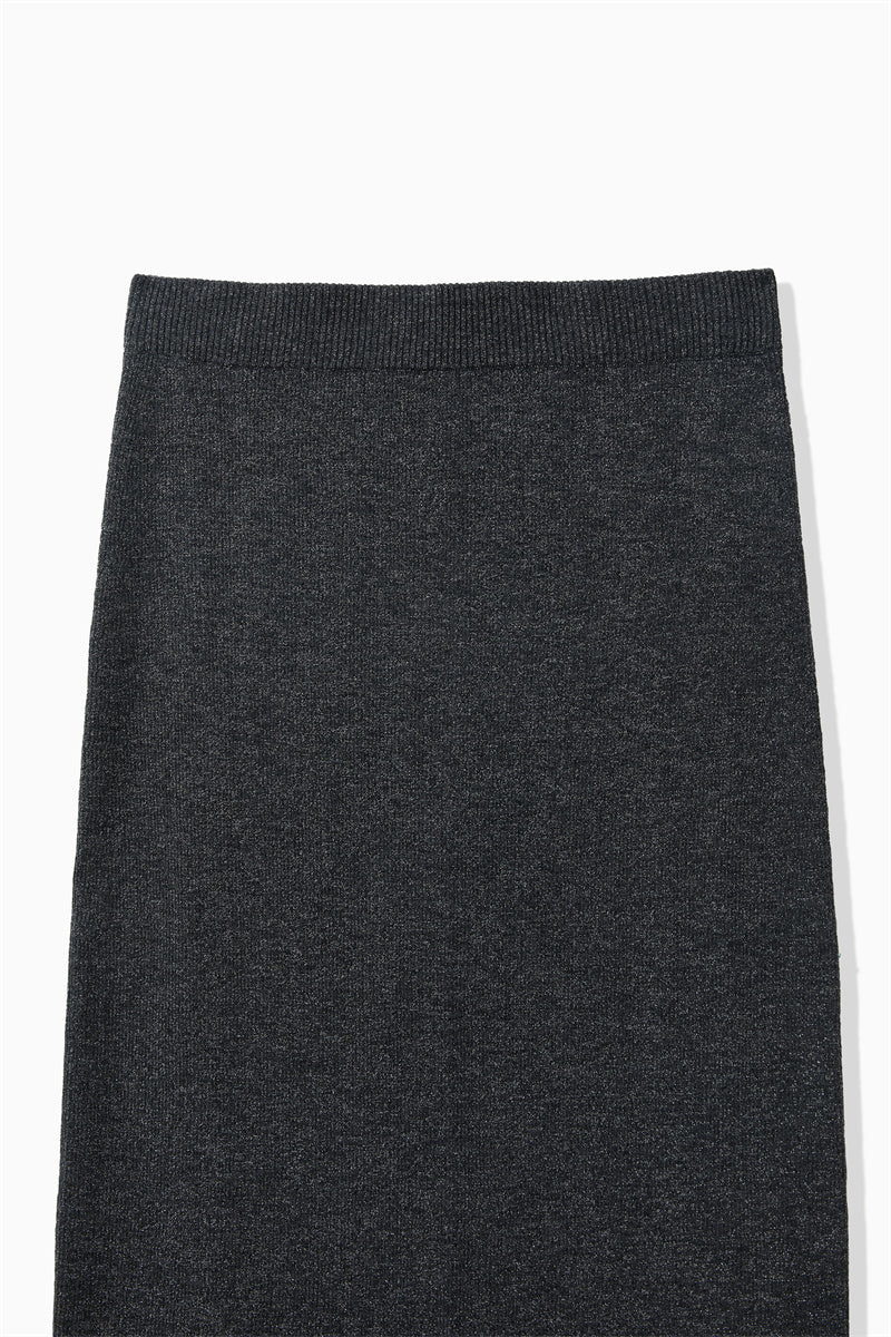 LAMÉ RIBBED KNIT SKIRT