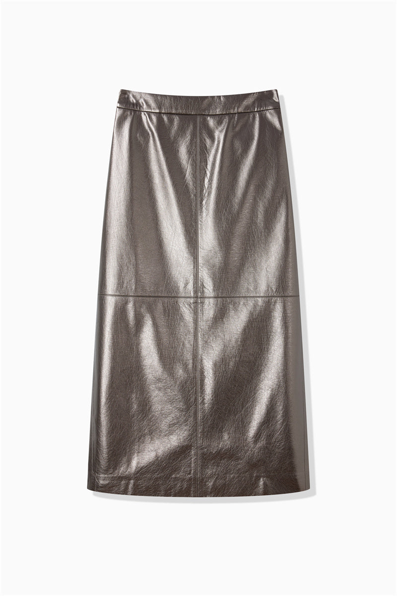 METALLIC ECO LEATHER SKIRT