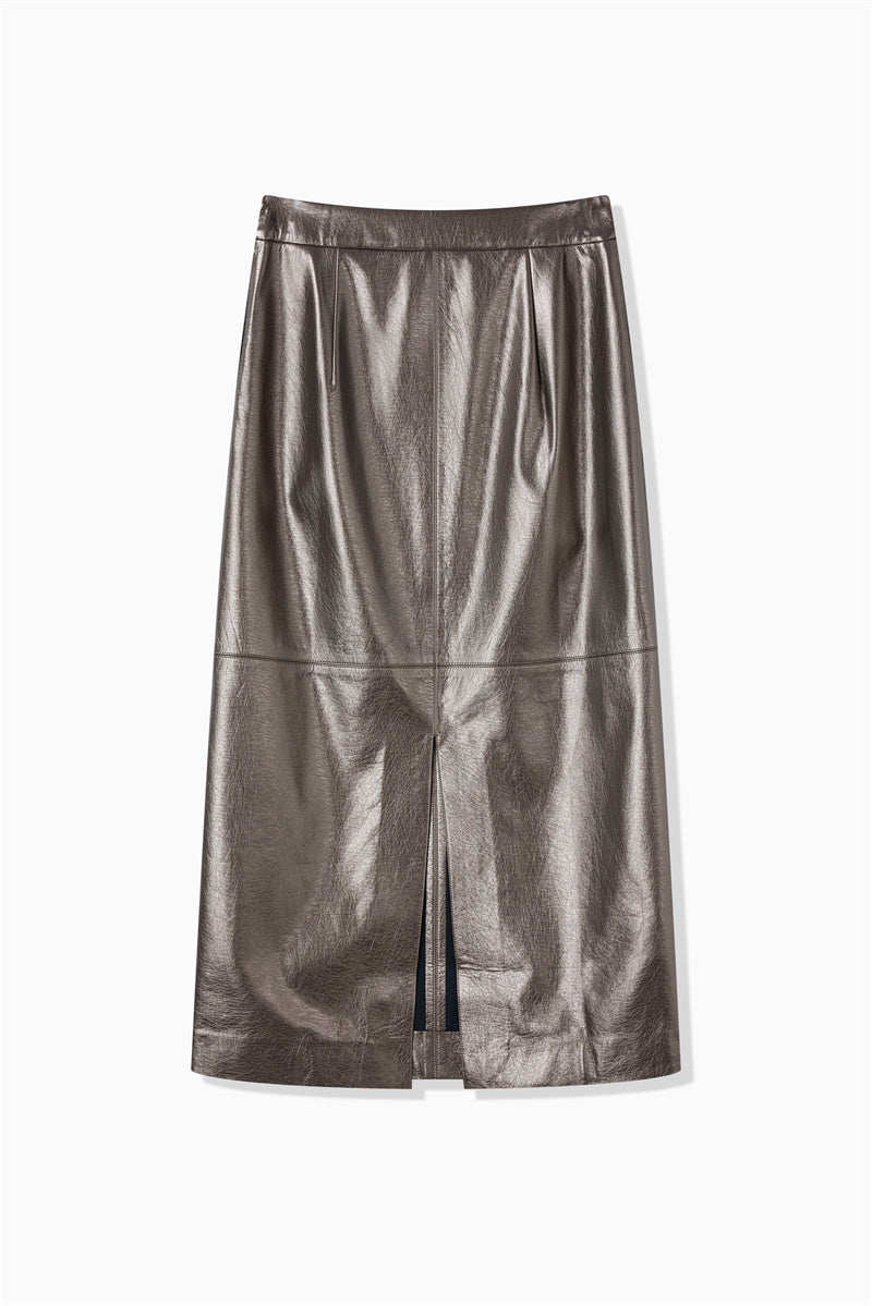METALLIC ECO LEATHER SKIRT