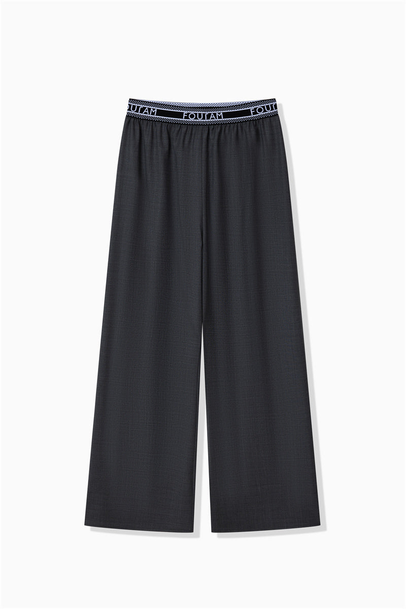 GLOSS COATED WOOL PANTS