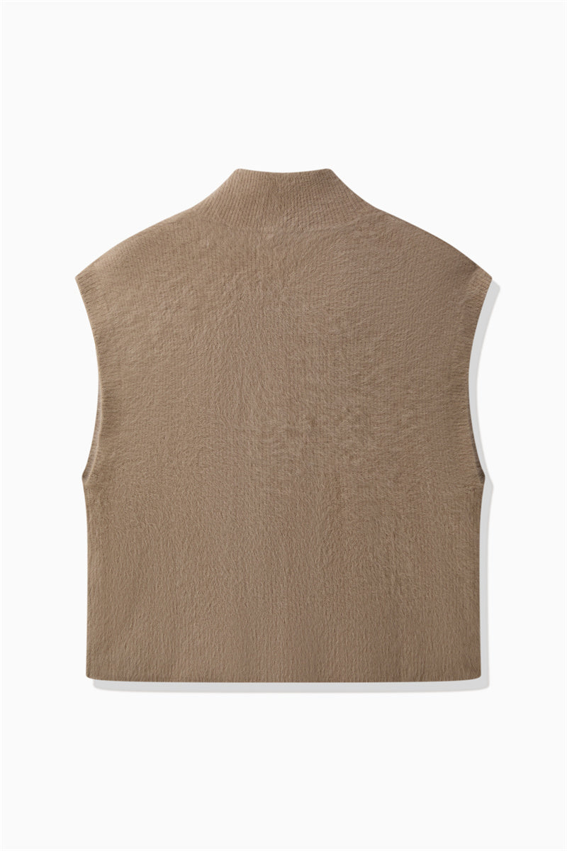 FOX CASHMERE ZIP VEST