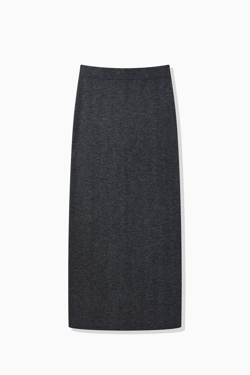 LAMÉ RIBBED KNIT SKIRT