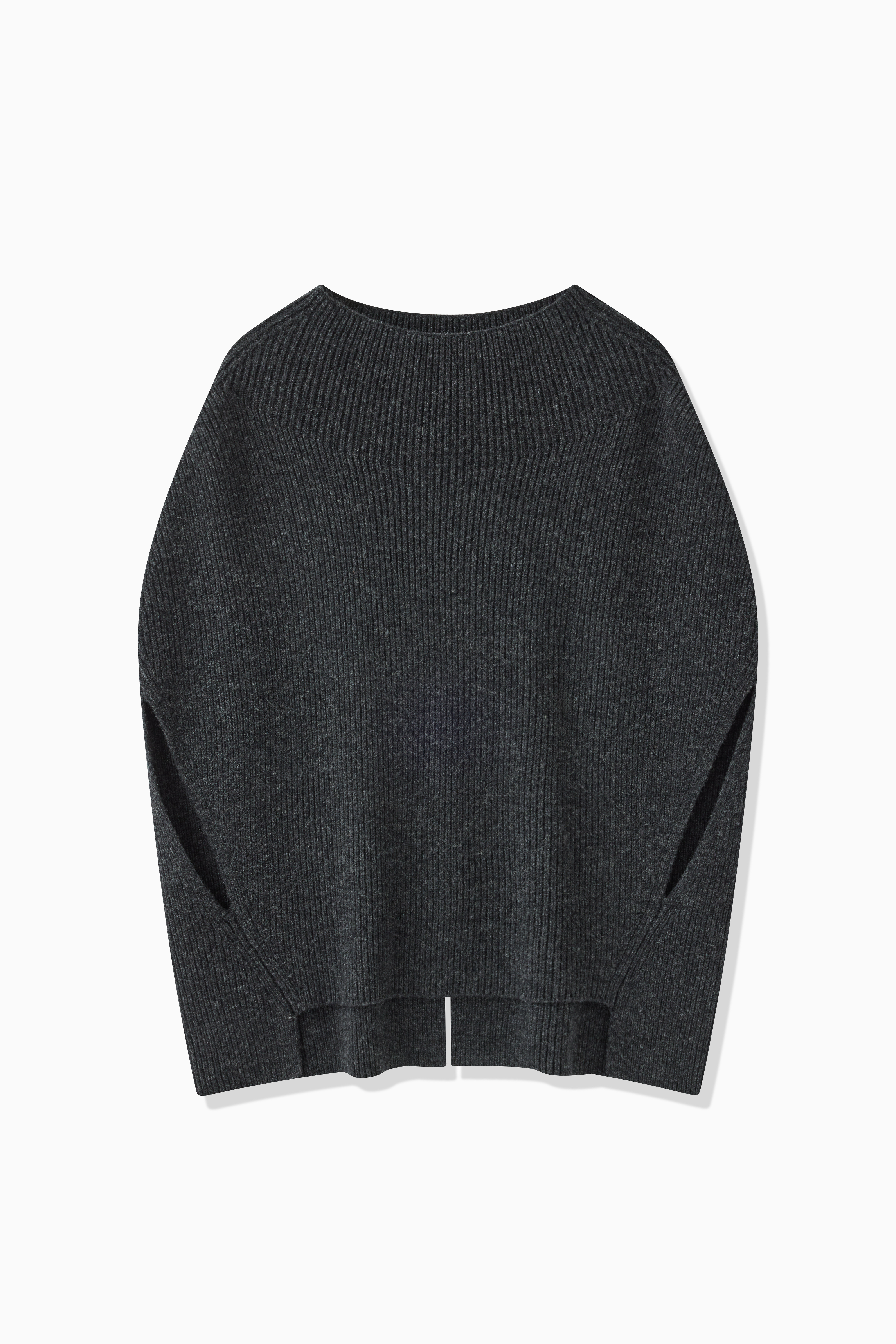WOOL RIB KNIT PONCHO