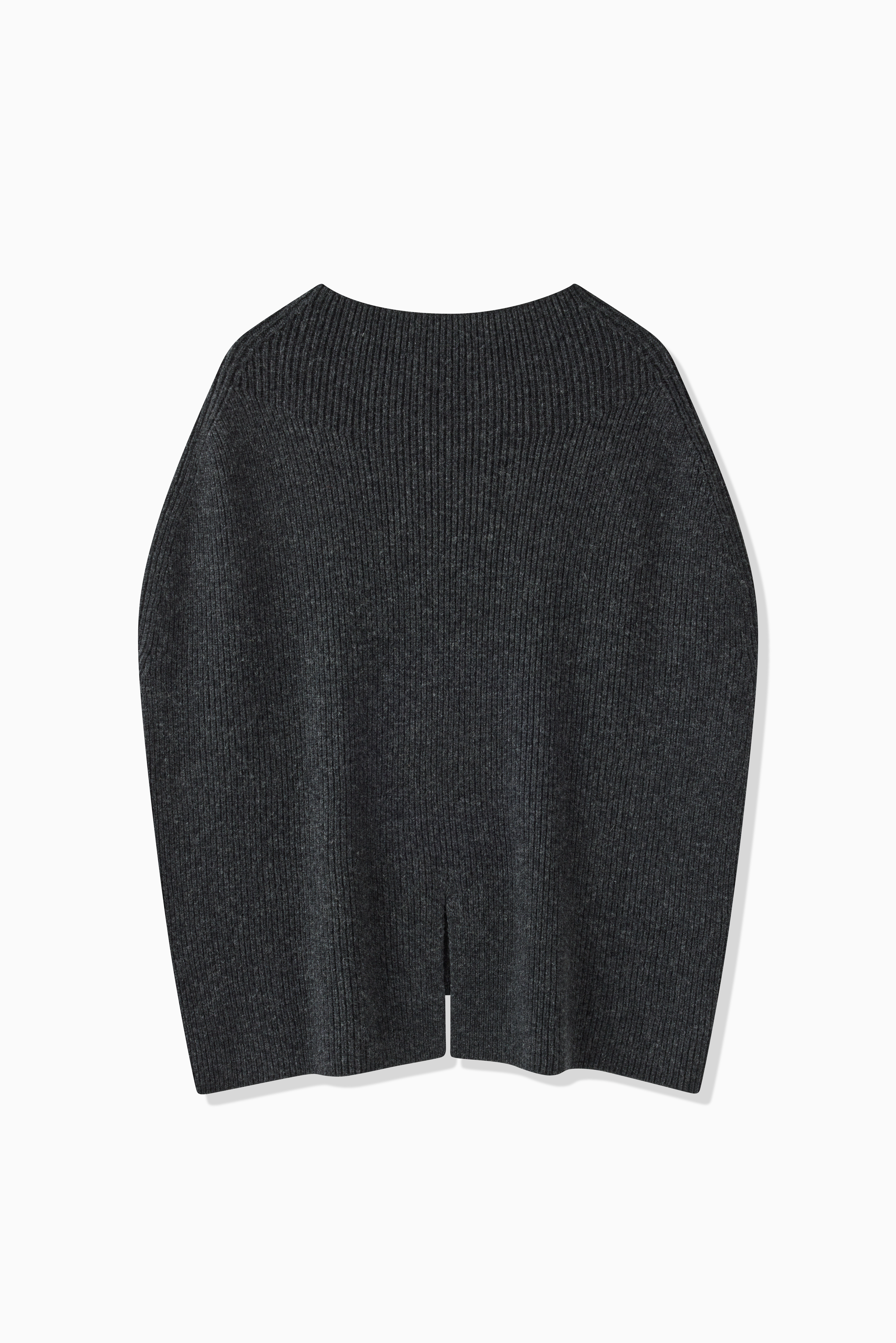 WOOL RIB KNIT PONCHO
